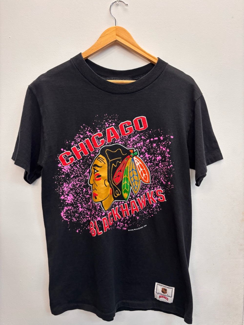 Vintage ‘89 NHL Chicago Blackhawks Graphic T-Shirt Men’s Large Nutmeg USA